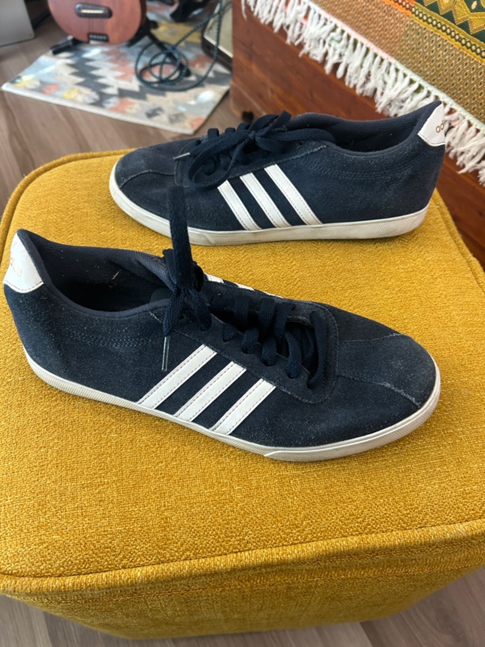 adidas Navy Suede Sneakers with White Stripes - Picture 4 of 6